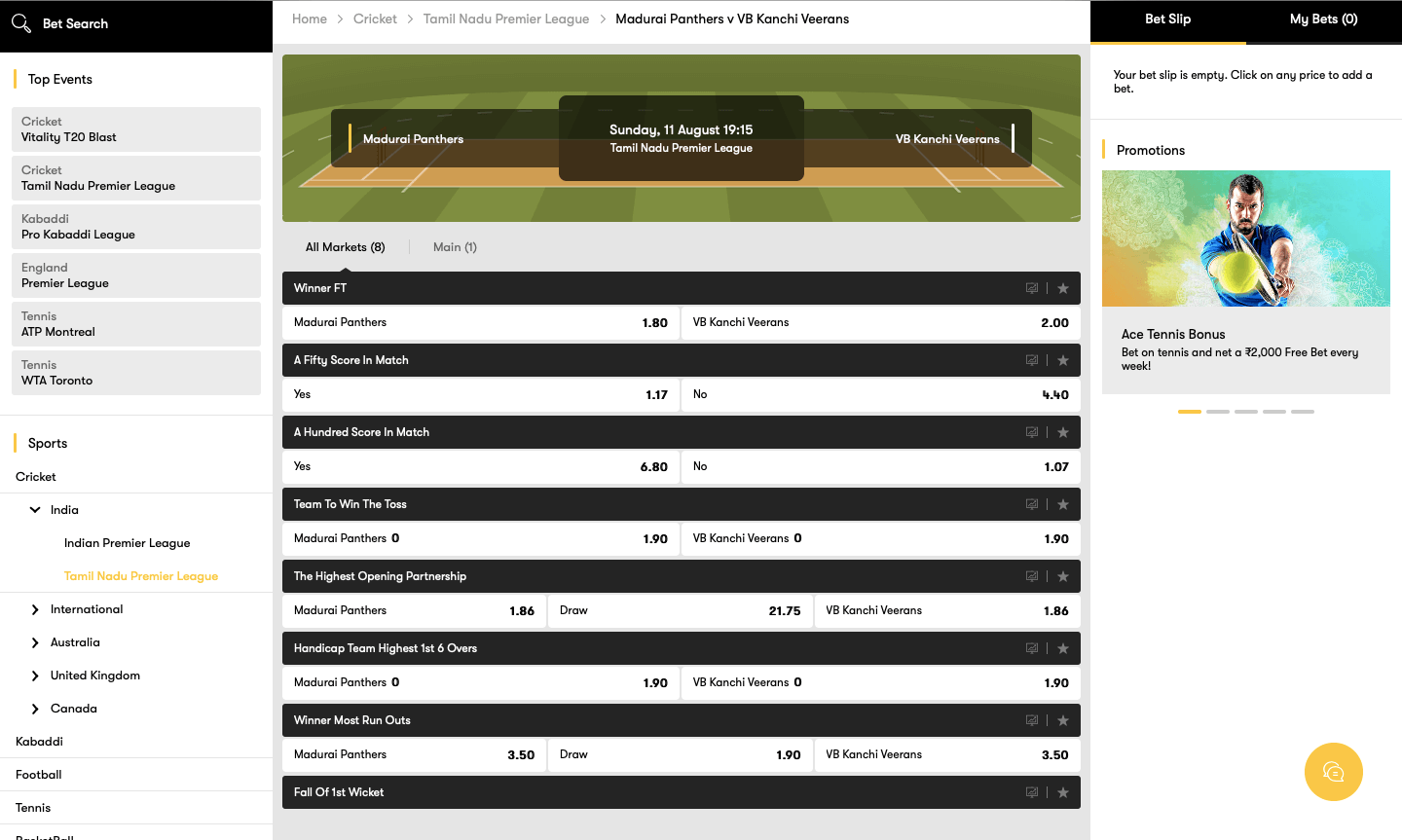 10cric betting sports