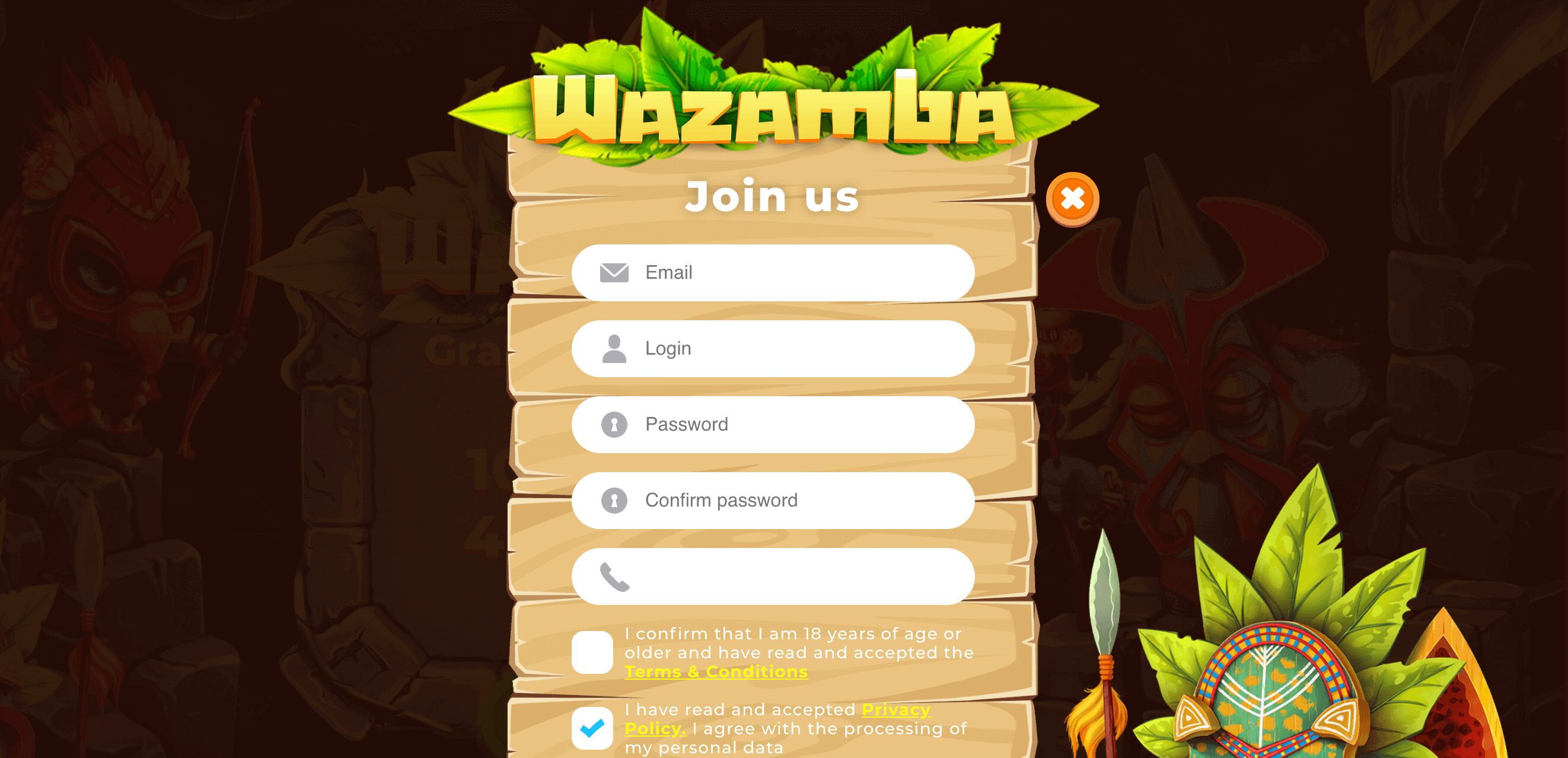 wazamba registration