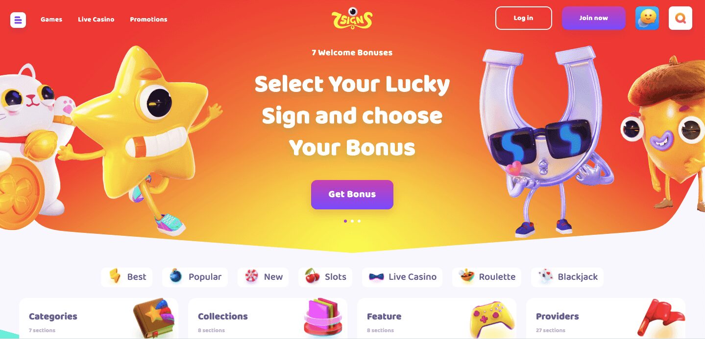 7 Signs Casino homepage