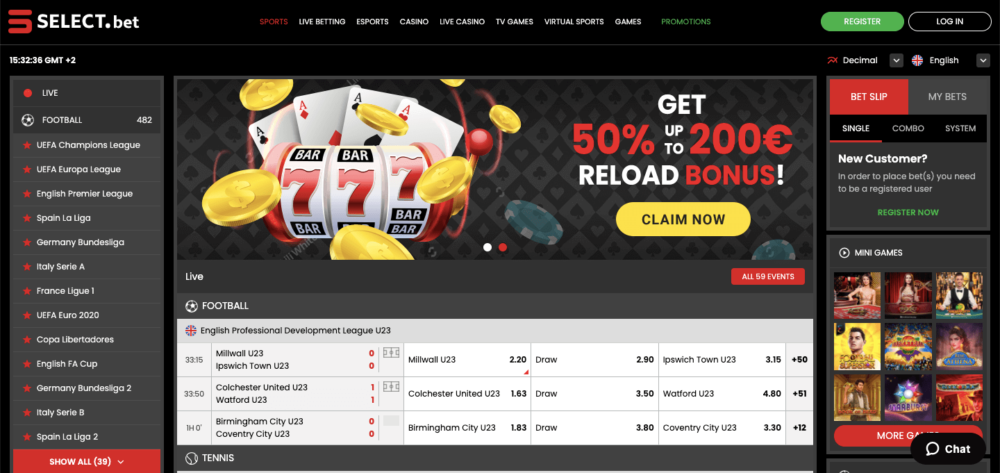 Select.bet Homepage