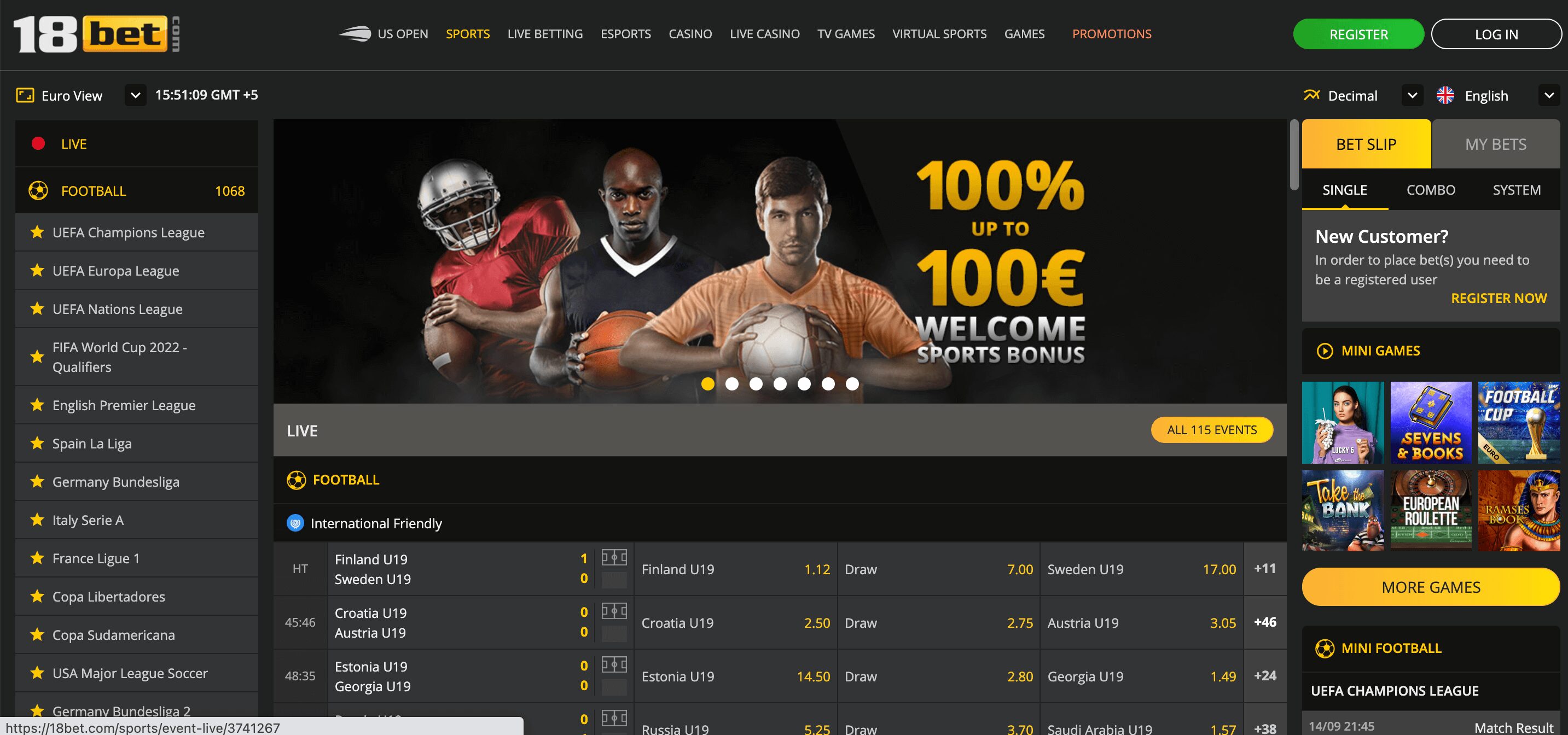 18bet Homepage