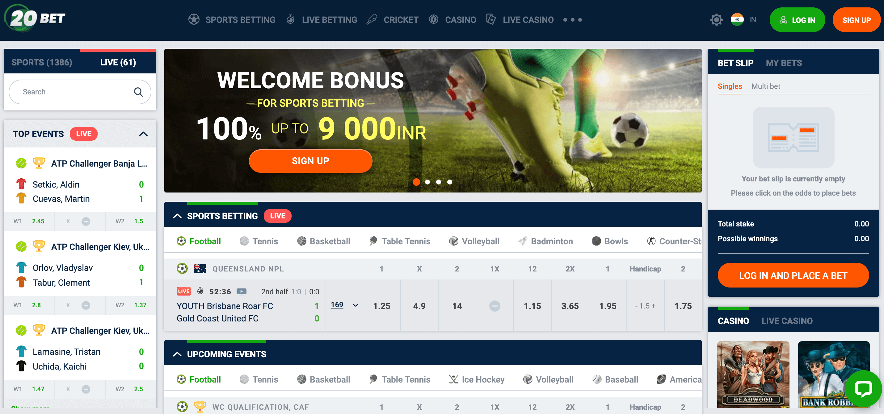 20bet homepage