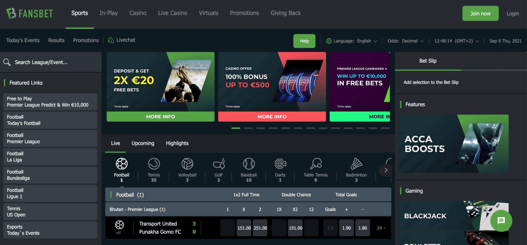 Fansbet Homepage