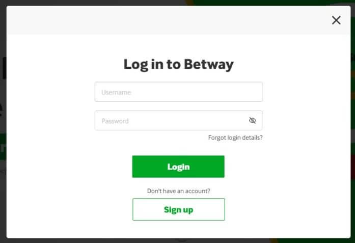 Logging in to Betway